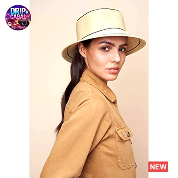 Wide Brim Straw Hat UPF50+ Packable Bucket Sun Hat